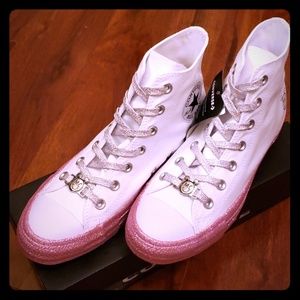 Miley Cyrus X Converse White Hi Top w/Pink Glitter